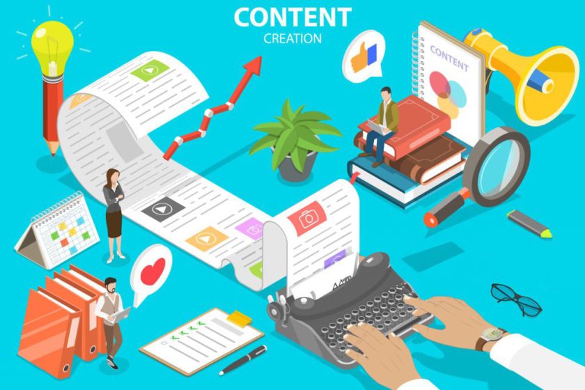 3D Isometric Flat Vector Conceptual Illustration of Engaging Content Creating, Blog Development.
